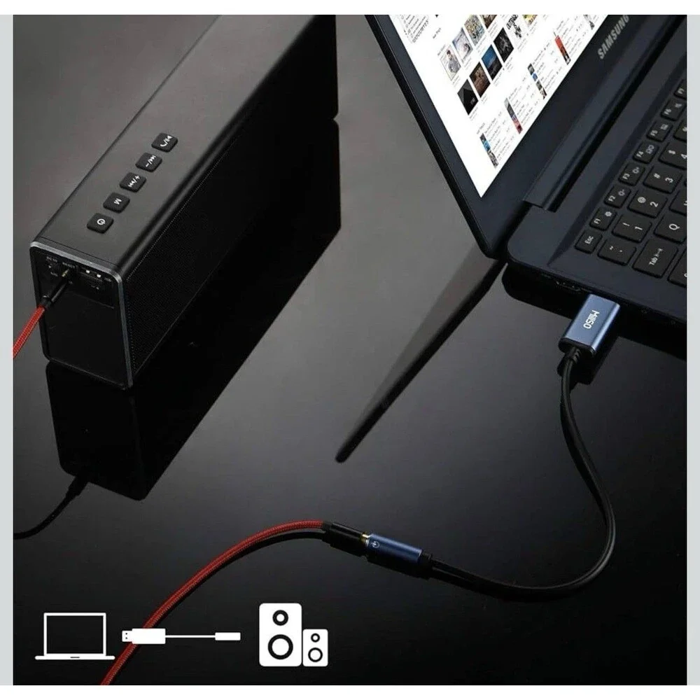 USB to 3.5Mm Audio Jack Adapter, Sapphire Blue TRRS USB to AUX Audio Jack Extern